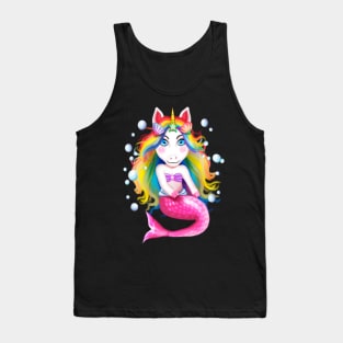 Unicorn Mermaid Rainbow Girls Mermicorn Cute Gift- Tank Top